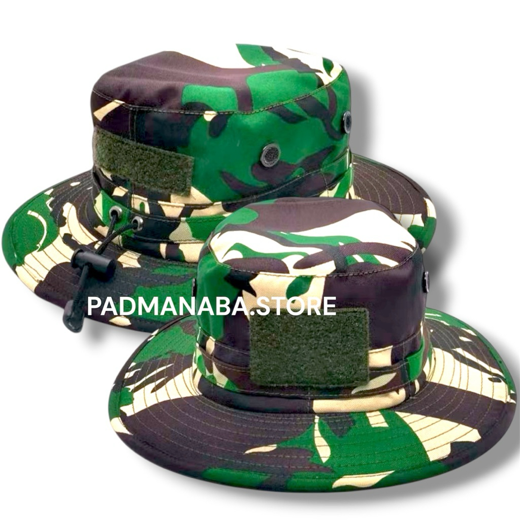 TOPI RIMBA KAWAT TNI LORENG Velbetd ANTI AIR  Topi Rimba kawat Loreng Tni COD