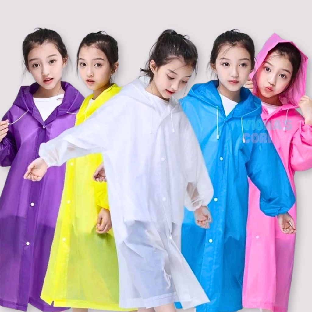 Jas Hujan Anak Laki laki Perempuan 2 3 4 5 6 7 Tahun TK Lucu Murah Mantel Hujan Raincoat EVA Polos