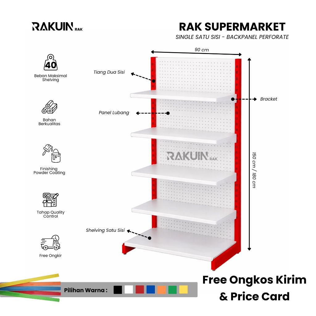 Rak Pembuka Satu Sisi Panel Lubang / Single Starting Backpanel Perforate / Untuk Minimarket dan Supe