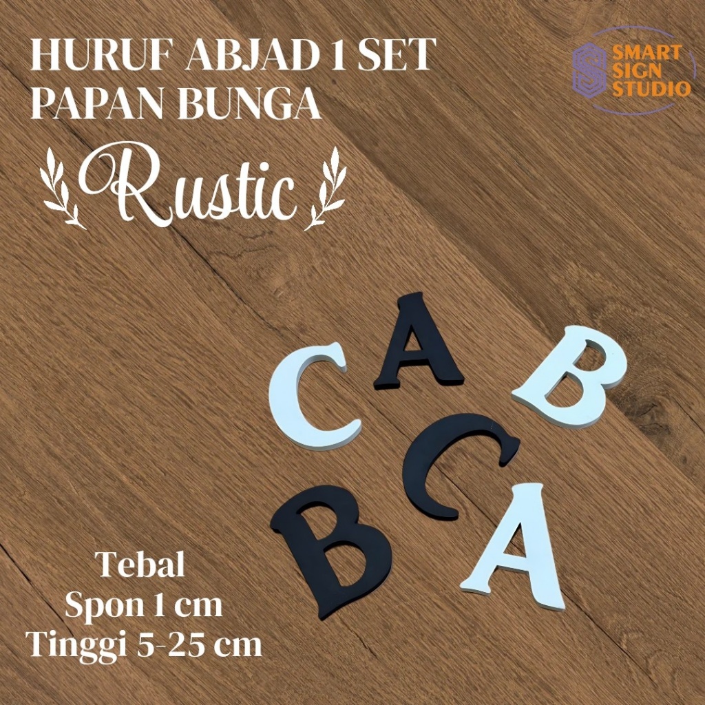 Huruf Spon Papan Bunga Rustic 1 SET ABJAD A-Z | Tebal Spon 1 cm