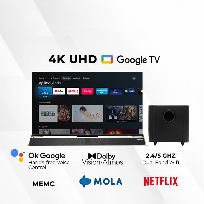 LED TV POLYTRON 43" 43BUG5959 43 BUG 5959 43 INCH 4K UHD SMART CINEMAX GOOGLE TV SOUNDBAR