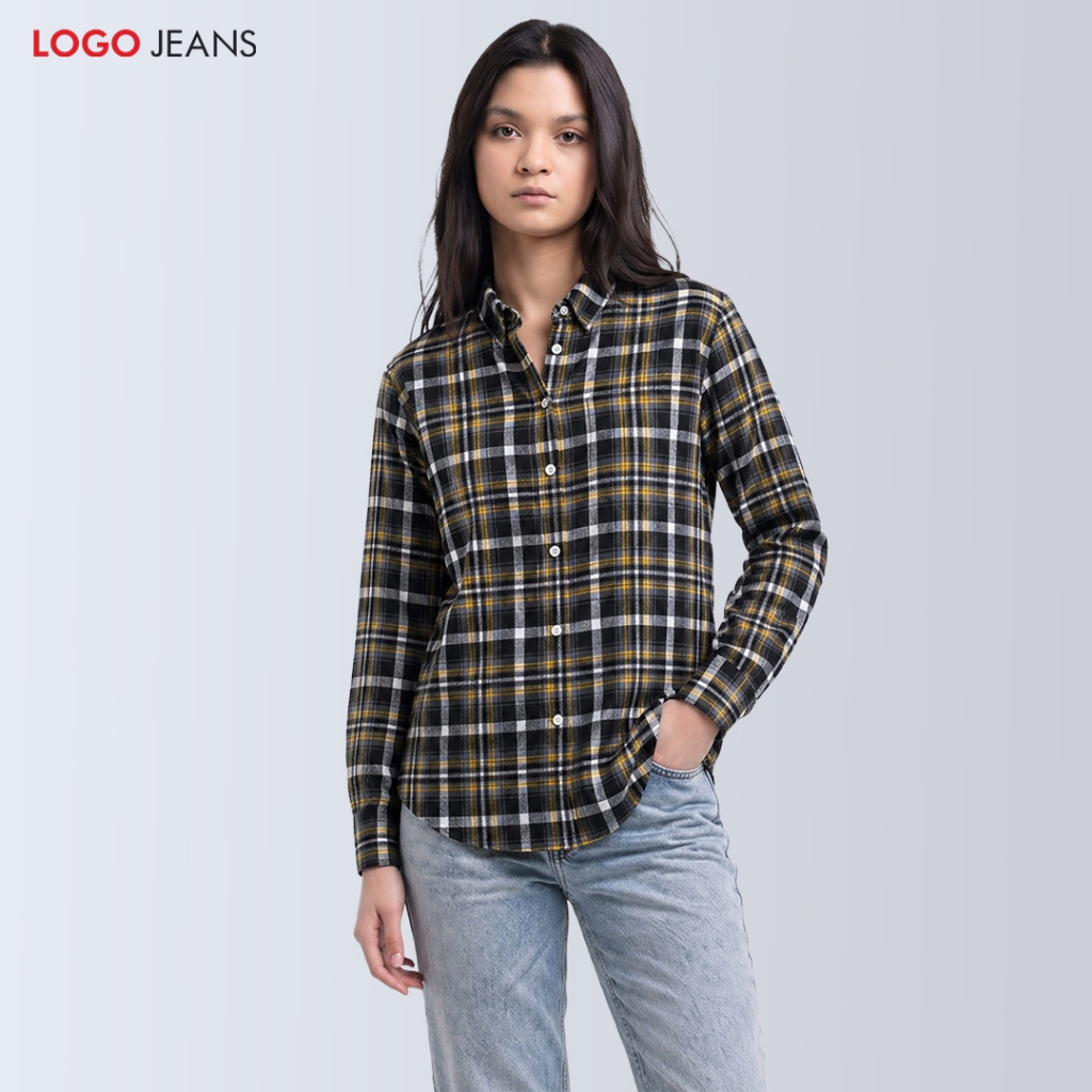 Logo Jeans Kemeja Wanita Mikayla Black Yellow 24892L5BY