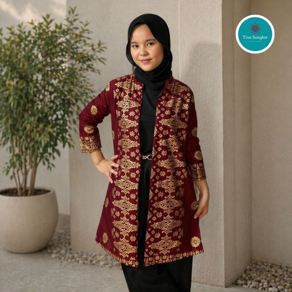 Tina Songket Baju Batik Atasan Wanita Jumputan Songket Modern Elegan