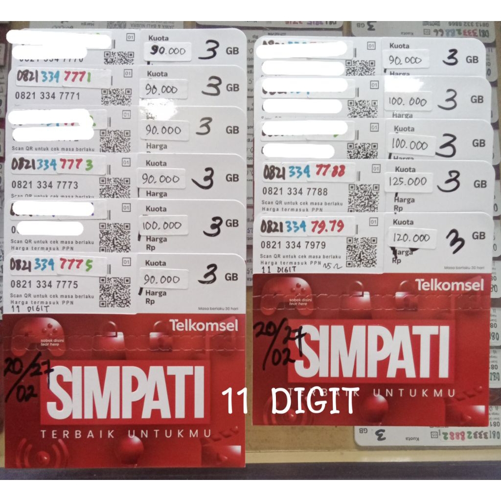 Nomor Cantik/ Nocan Telkomsel 11 digit Triple 7/ Angka besar
