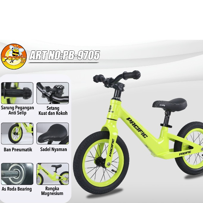 sepeda pushbike pacific 9705 magnesium alloy full bearing balance bike balapan