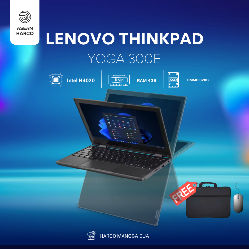 Lenovo Yoga 300e Intel N4020 RAM 4GB EMMC 32GB - Laptop Second Bergaransi
