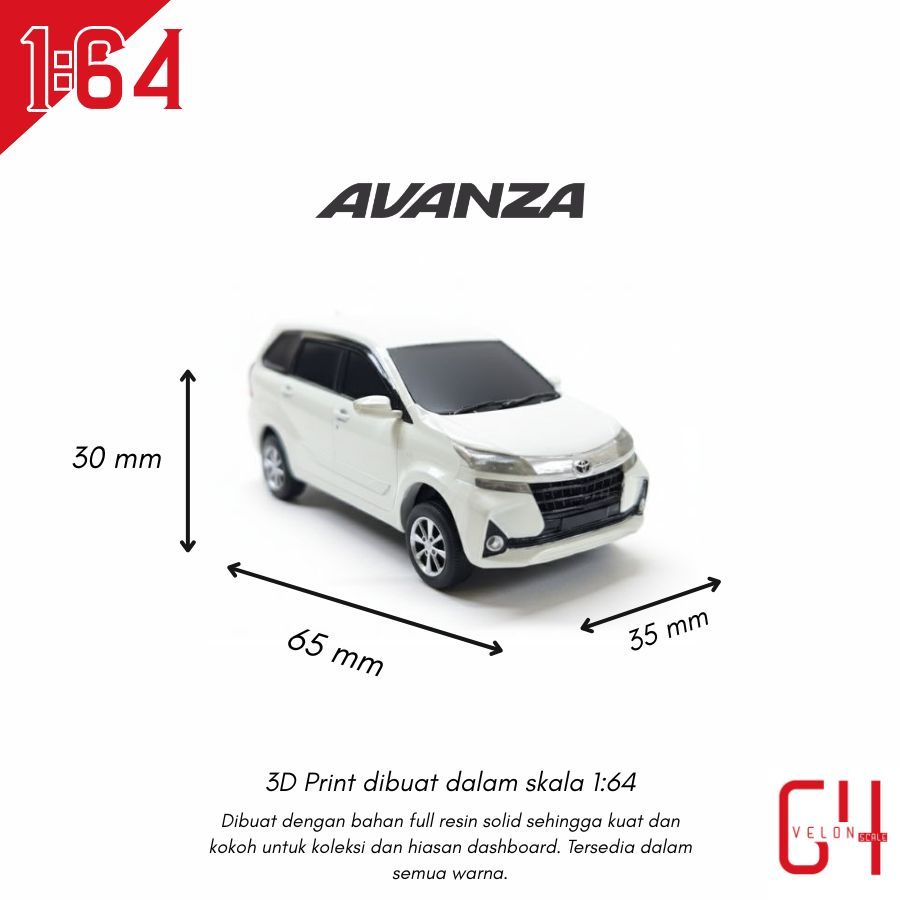 Diecast Miniatur Toyota Avanza 2019 Skala 1:64 FULL Custom Warna dan Platnomor
