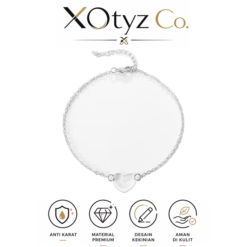 Gelang Wanita Love Silver | Gelang Kekinian | Gelang Aksesoris | Gelang Kekinian Fashion
