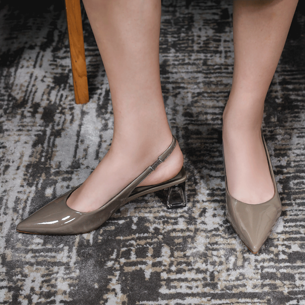 NCY Shoes LISSA Sepatu Wanita Slingback Pointed Toe Heels 4,5cm Warna Taupe