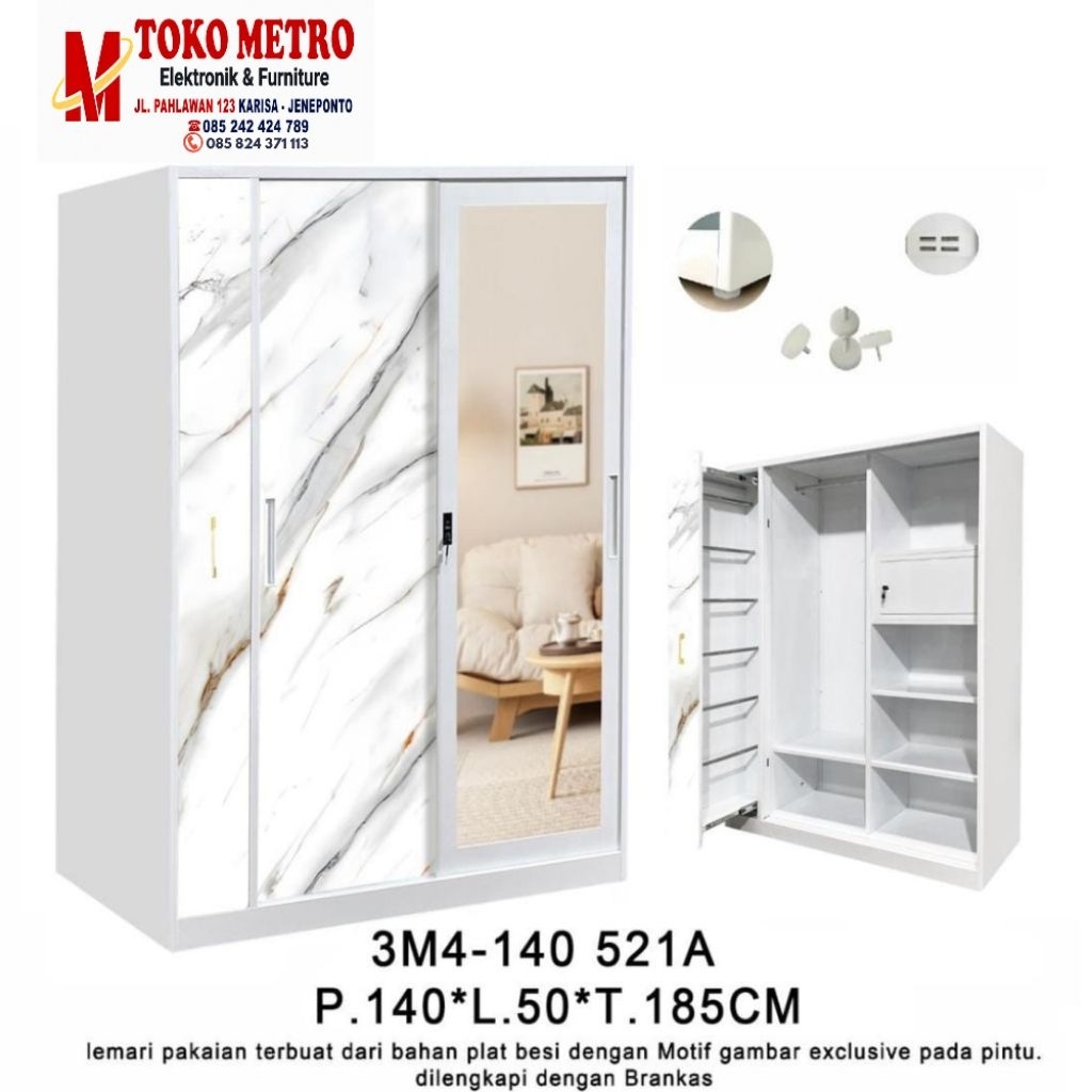 Lemari pakaian besi // Lemari pakaian  // Lemari pakaian sliding buka pintu // Anti rayap