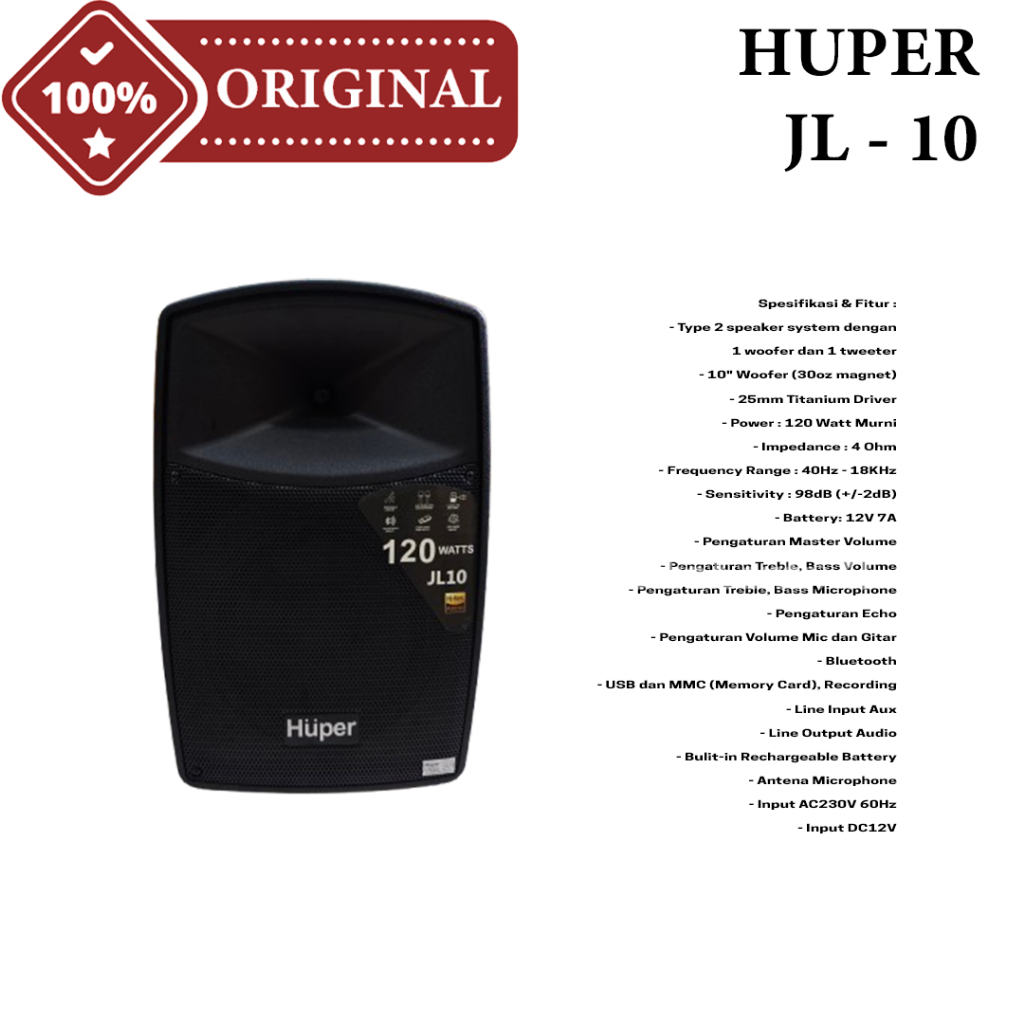 Speaker Aktif 10 Inch HUPER JL10 | JL 10 Speaker Portable Meeting Wireless Original