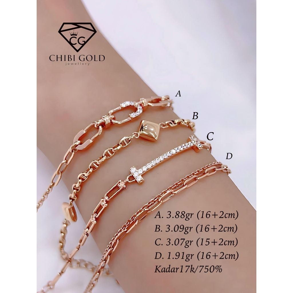 CHIBI GOLD - Gelang emas 750 kadar 17K - chibi gold jawellery