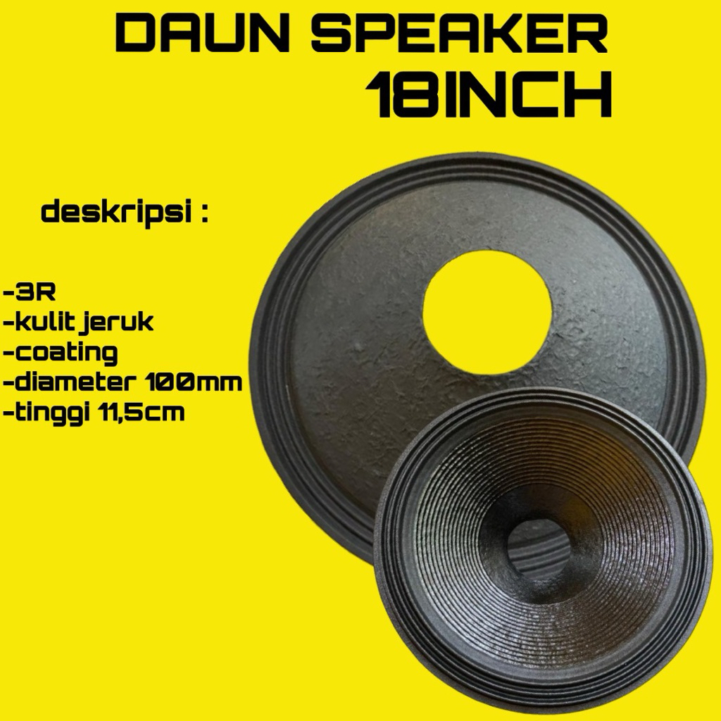 DAUN SPEAKER RCF 18 INCH 3R KULIT JERUK GARIS LUBANG 100mm COATING//beli dus di etalase terpisah har