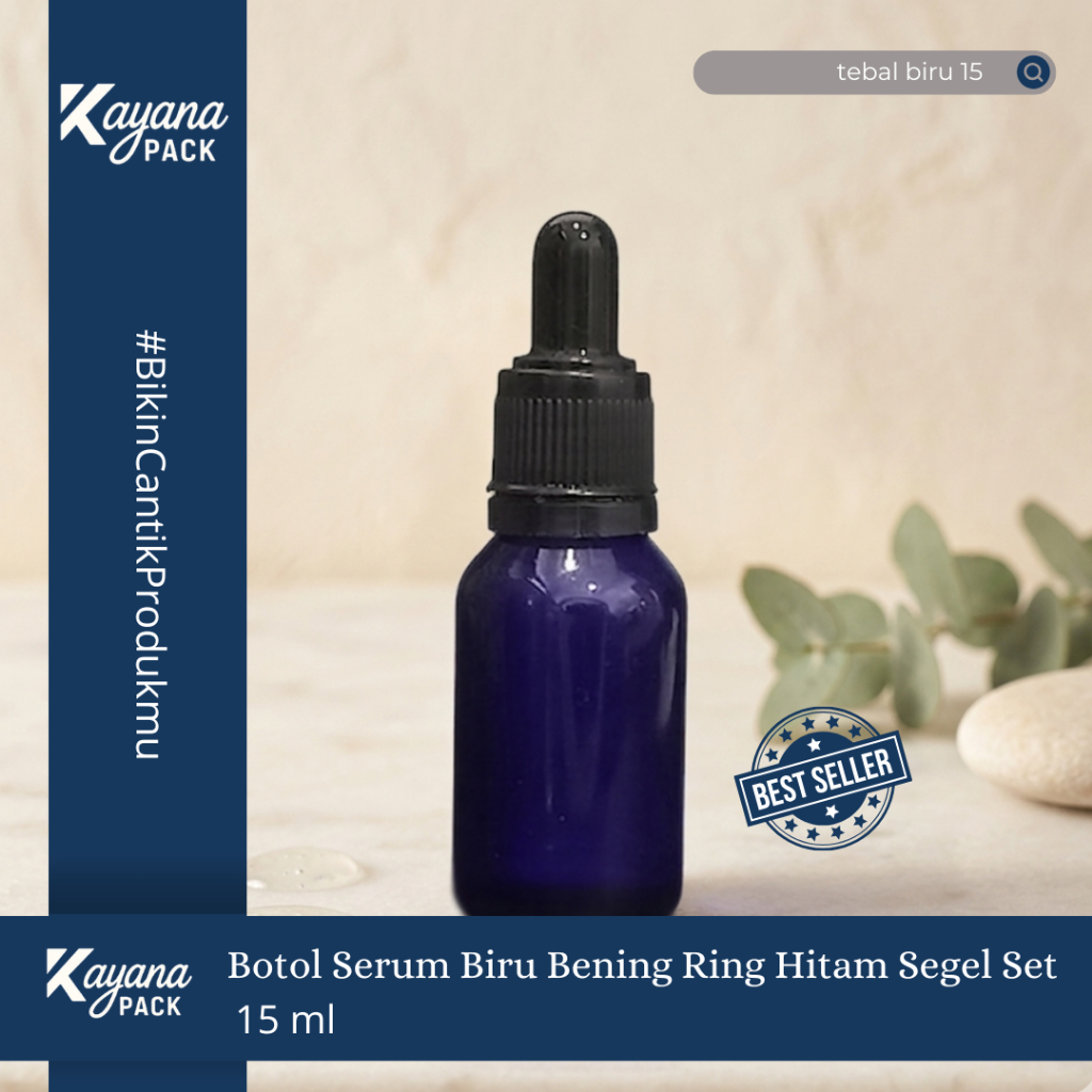 BOTOL PIPET TETES SERUM TEBAL BIRU 15ML RING HITAM SEGEL/  BOTOL TEBAL BIRU 15 ML (TEBAL BIRU 15))