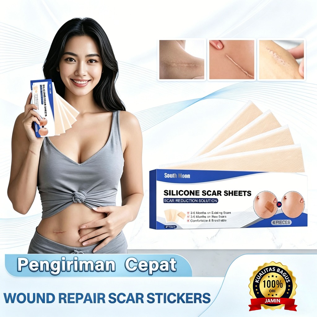 Silicone Scar Sheet Gel 4PCS 4cm x 7.5cm plester silikon penghilang keloid bekas luka Plester Bekas 
