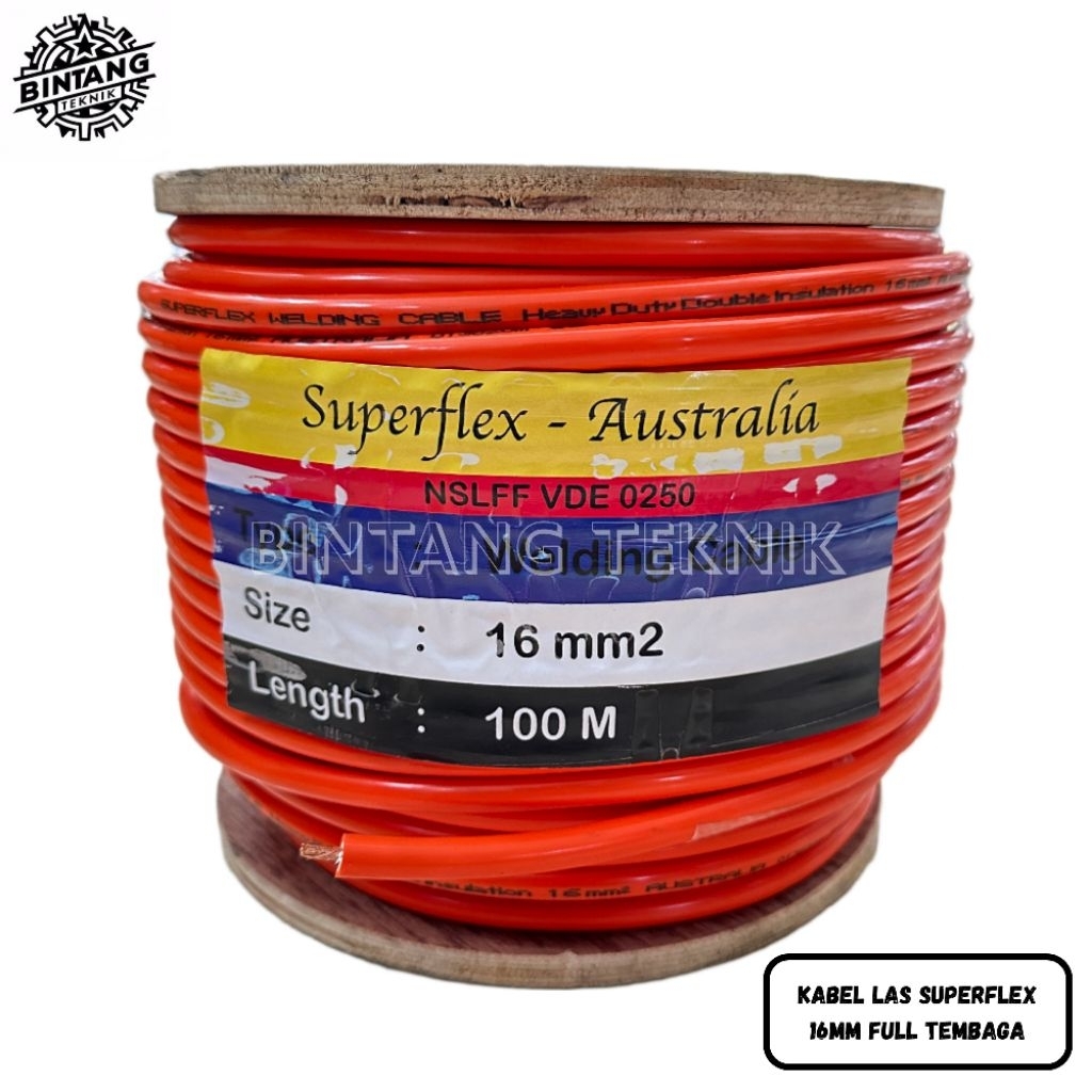 KABEL LAS LISTRIK SUPERFLEX 16MM FULL TEMBAGA / SUPERFLEX KABEL LAS 16MM FULL TEMBAGA