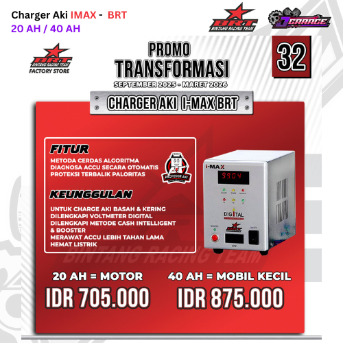 Cas Aki IMAX BRT - Charger Aki 20 AH Motor / 40 AH Mobil Kecil - IMAX CHARGER AKI BRT