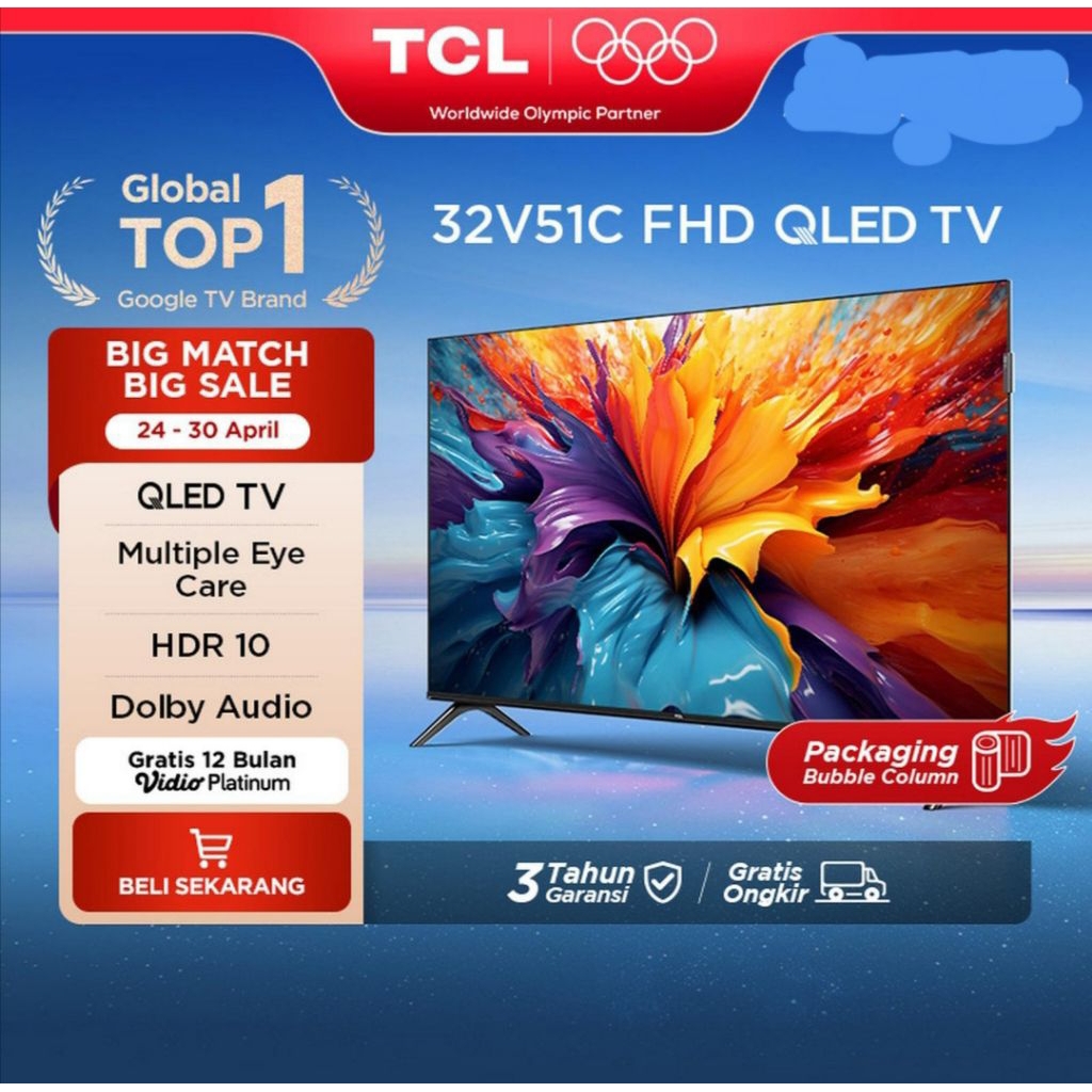 TCL QLED TV 32 Inch TCL 32V51C Google TV 32" Digital TV 32 Smart TV 32" TCL
