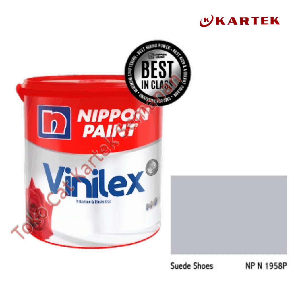 Nippon Paint Vinilex SUEDE SHOES NP N 1958P Cat Tembok Interior Eksterior Abu-abu Tua 1kg 5kg