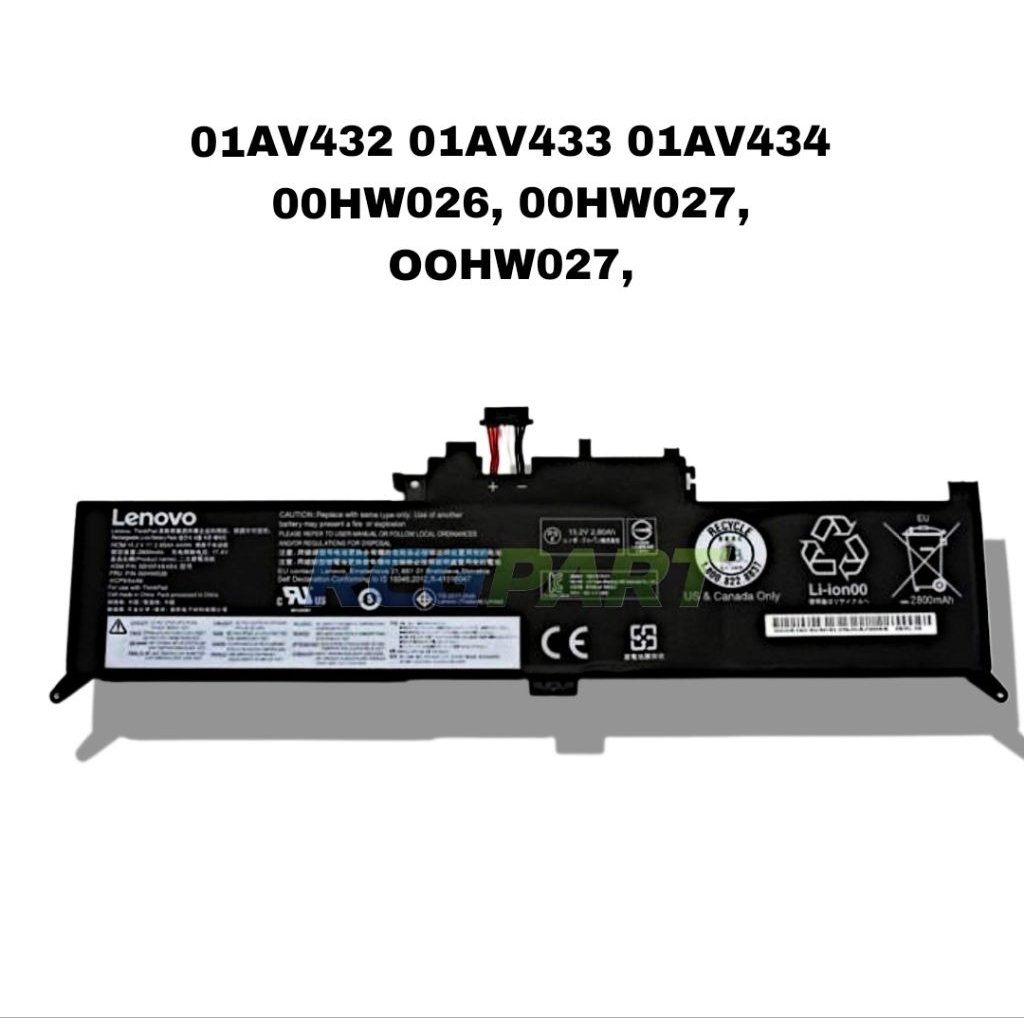 Baterai Lenovo Thinkpad Yoga 260 370 X260 X380 00HW027 01AV434
