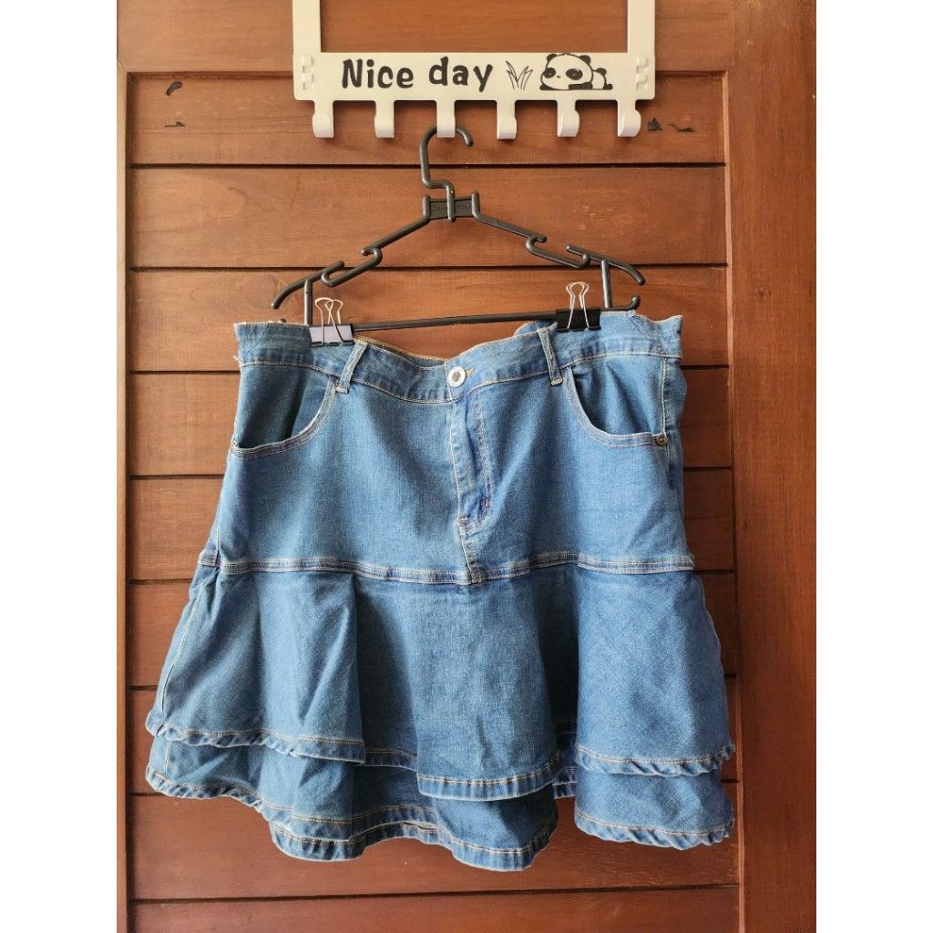 Skort Rok Celana Jeans Rumple Big Size Plus Size Jumbo