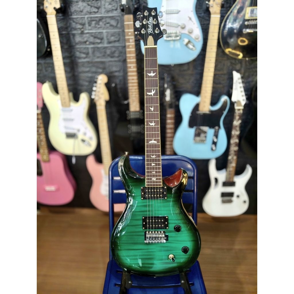 Gitar Elektrik listrik Difergio Green Model Prs Inlay Burung
