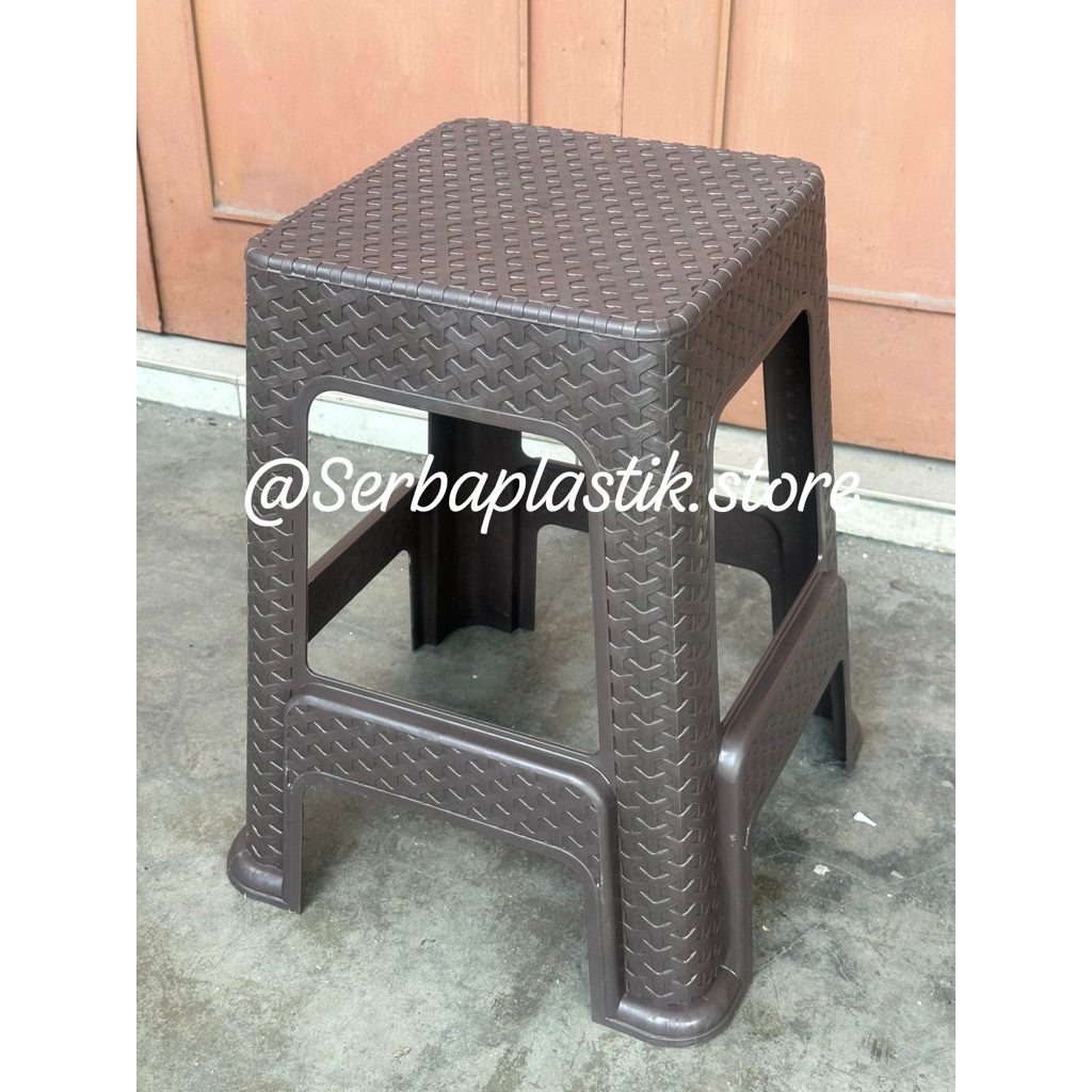 Bangku baso rotan / kursi motif tikar / bangku plastik warna / kursi rotan  coklat tua / bangku cafe