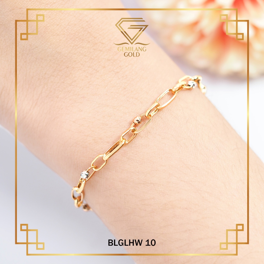 [HWT GOLD] Gelang Emas Paperclip Boba Rose Gold Kadar 8K/375 Gemilang Gold (BLGLHW 10)