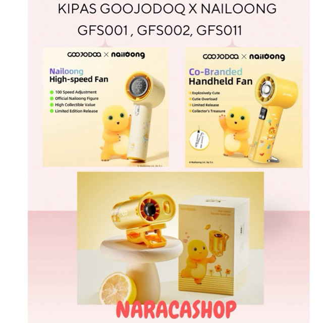 (READY) Kipas Turbo GOOJODOQ × Nailoong Kipas Angin Portable GFS001 , GFS002 Senter , GFS011 4000mAH