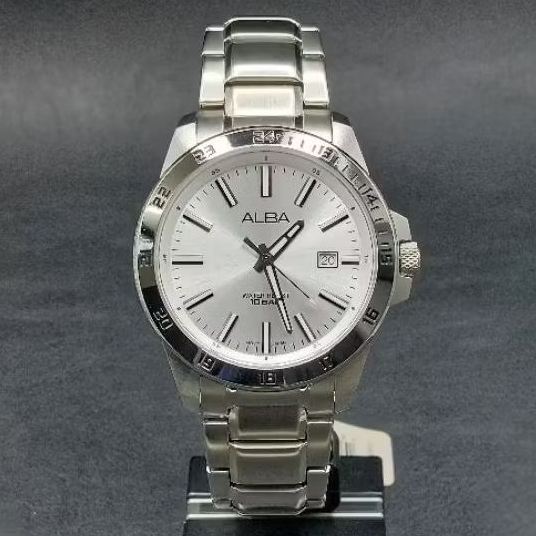 Jam Tangan Alba Pria AS9M27X1 Quartz Silver Dial All Stainless Steel  Water Resistant 10 Bar AS9M27