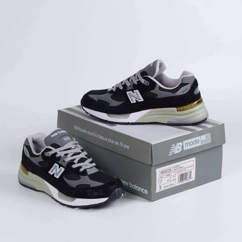 ( ARMX ) Sepatu New Balance 992BK Black White Grey