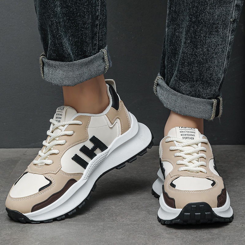 Sepatu Sneakers Pria Wanita Chunky Runner Logo IH Bold Casual Sporty Tren 2025 Multi Panel Sol Tebal