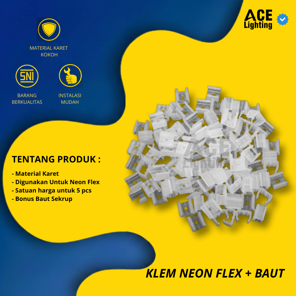 Klem Neon Flex bracket dudukan lampu neon flex 220 V + bonus sekrup