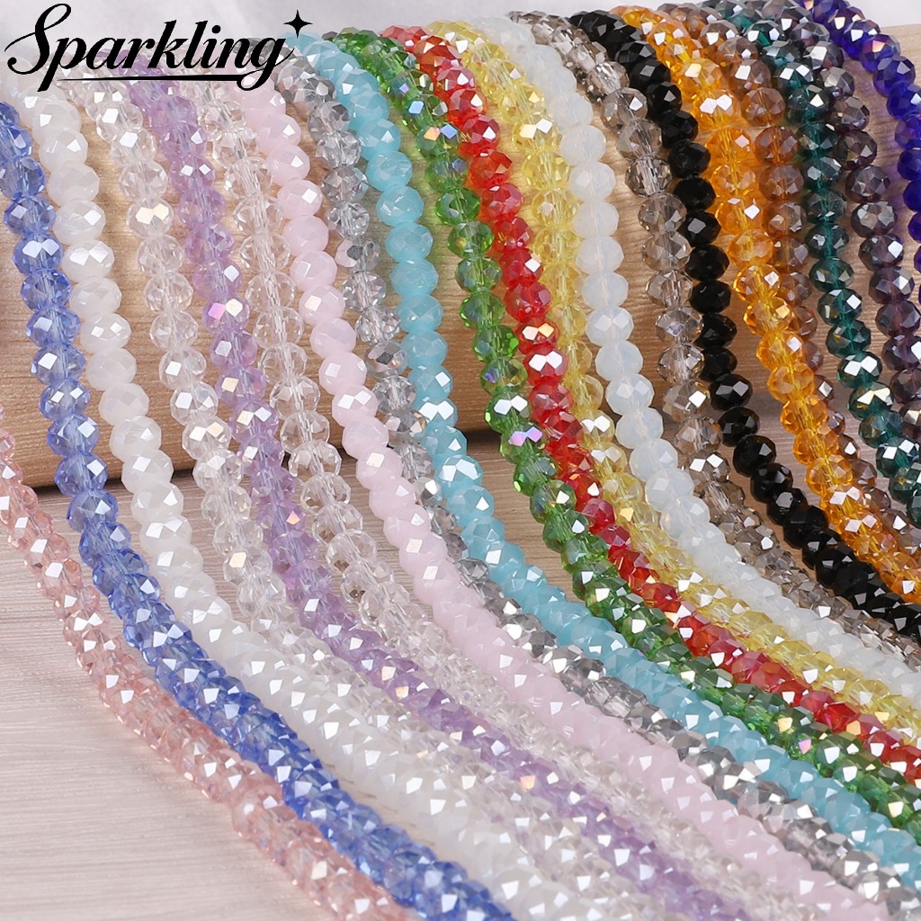 Manik Kaca Bulat Potongan Kristal 2 3 4 6 8mm Warna-warni  Untuk Aksesoris DIY Kalung & Gelang