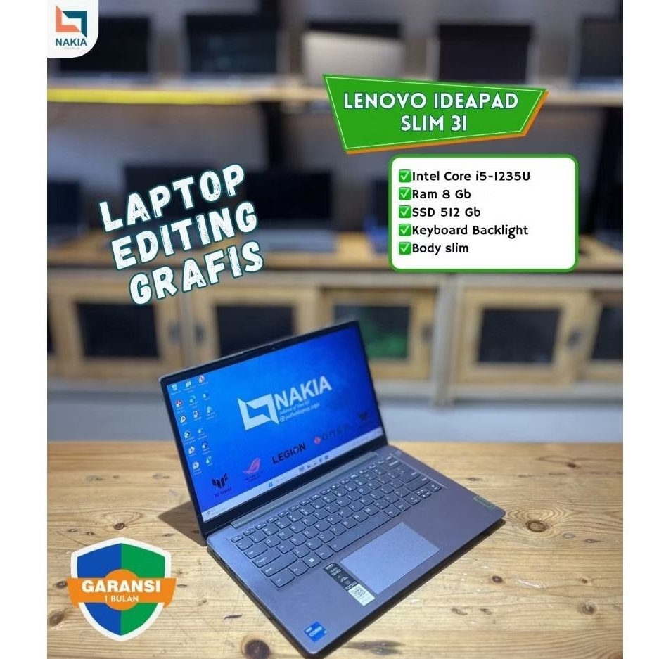 LENOVO IDEAPAD SLIM 3i Intel Core i5-1235U Ram 8 Gb SSD 512 Gb Keyboard Backlight Body slim