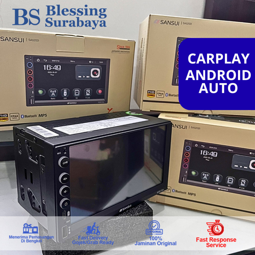Head Unit Deckles SANSUI SA5202i ZETA SERIES 7 INCH MP5 CarPlay Android Auto