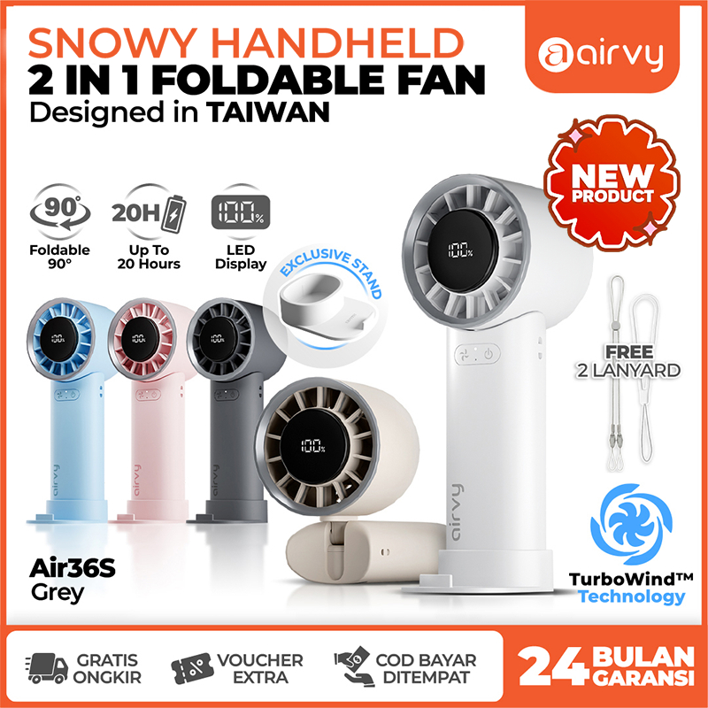 Kipas Angin Portable Fan Mini Kecil USB Genggam Turbo Wind High-Speed Lipat Cooling Handheld LED Dis