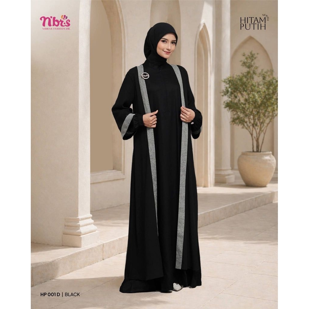 NIBRAS GAMIS HP 001 D//GAMIS MUSLIM WANITA//ABAYA HITAM