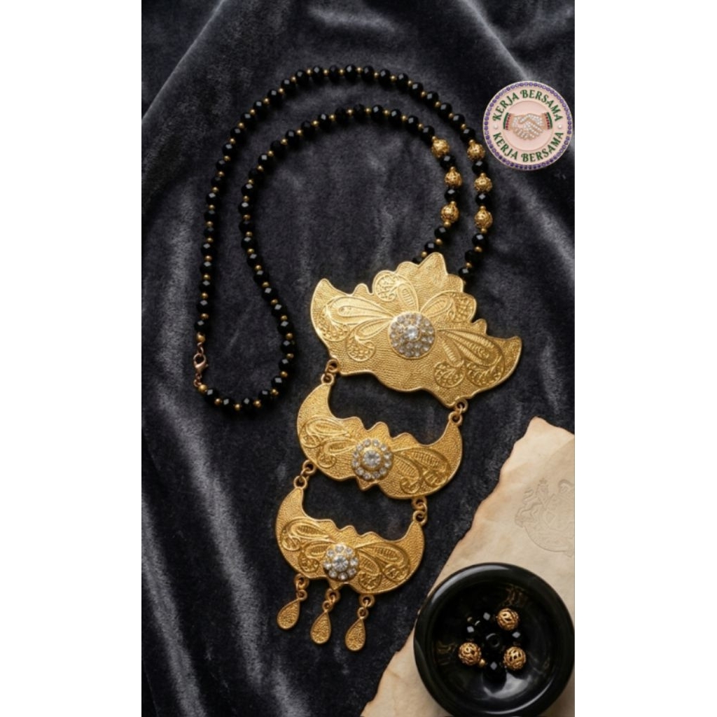 Kalung etnik perak bakar gold