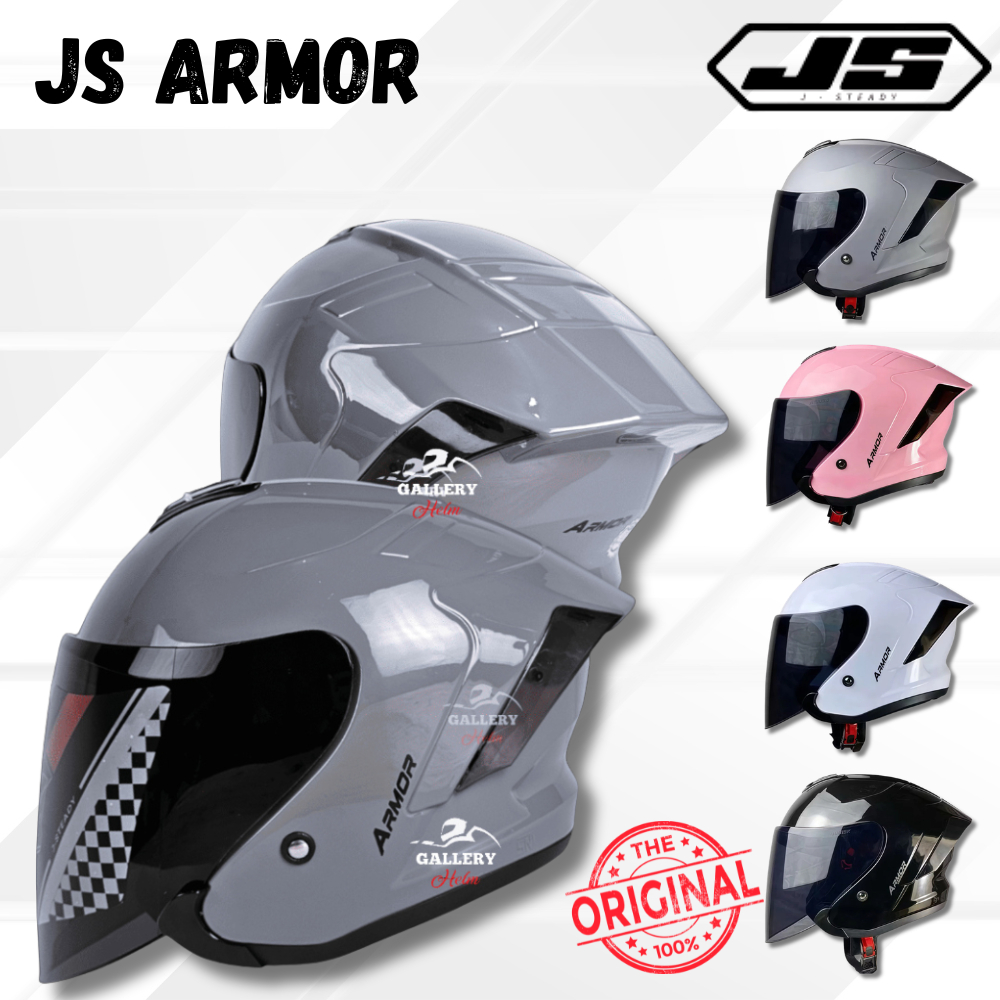 HELM JS ARMOR SOLID DARK GREY GLOSSY ALL VARIANT WARNA  | HELM HALF FACE