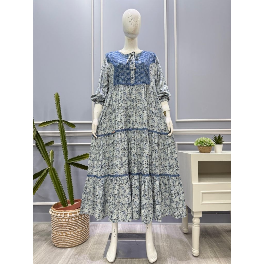 Midi dress salvina.ys ori motif bunga tile