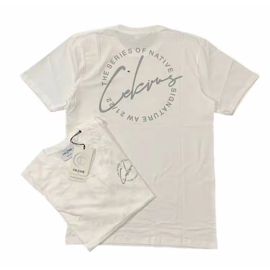 Kaos Celcius Oval Signature Putih Lengan Pendek Pria Wanita