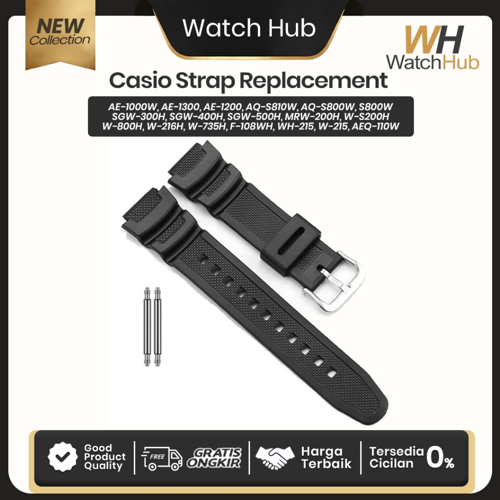Rubber Strap Tali Karet Jam Tangan Casio AE-1000W W-S200H W-800H W-216H W-735H WH-215 WH215