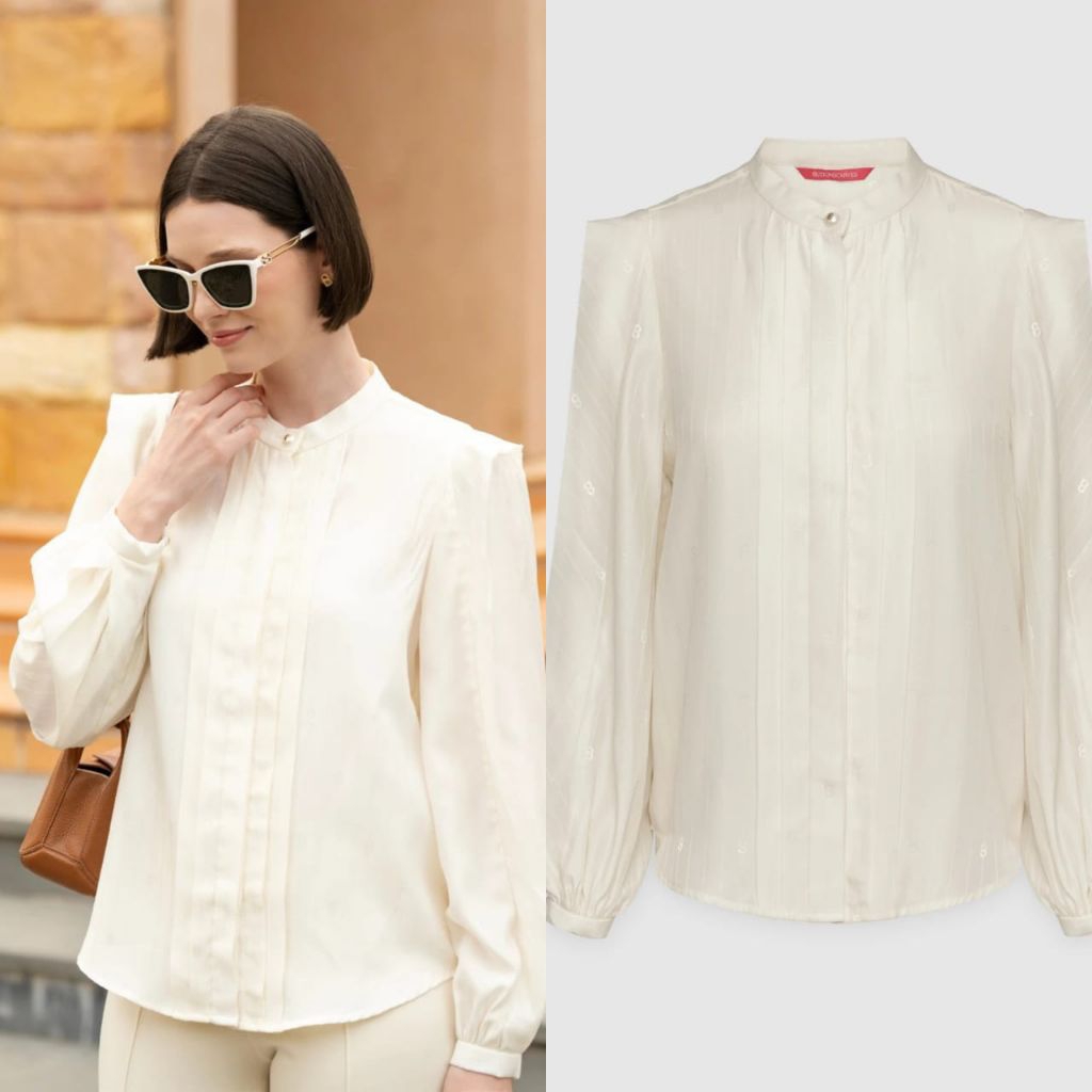 Buttonscarves Louisa Pleated Shirt New