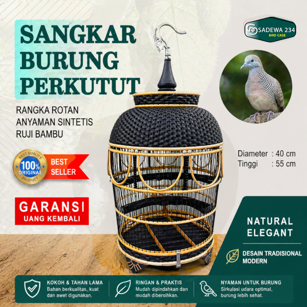 Sangkar burung perkutut rotan