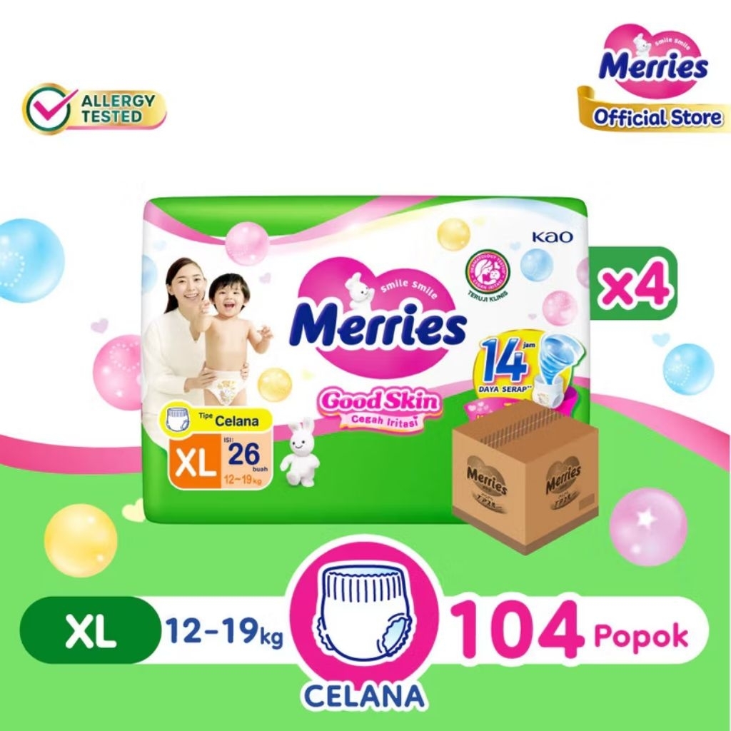 Popok Merries Pants Good Skin Ukuran XL26