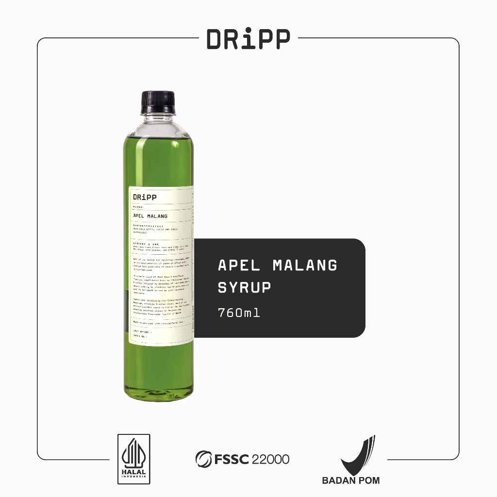 Dripp syrup apel malang 760ml - apel malang syrup - Sirup apel malang - Sirup minuman rasa buah apel