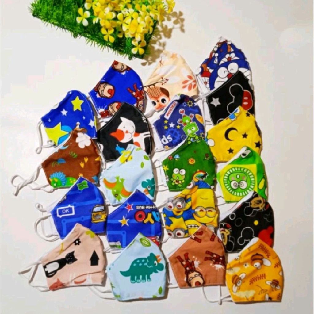 [ 1 Pak isi 12 PCS ] Masker Anak Karakter / Masker Kain Anak Karakter / Masker Karakter Anak-Anak / 