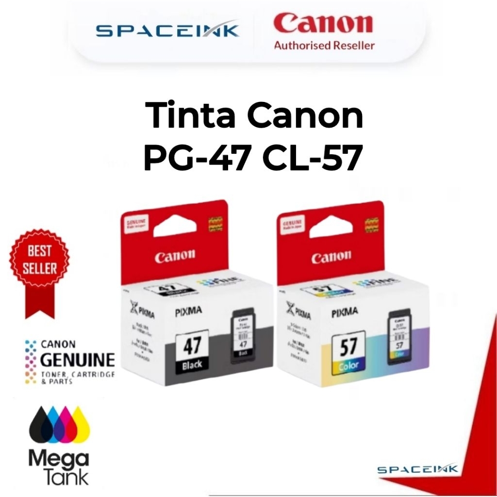 Tinta Canon PG 47 Black CL 57 Colour - Tinta Canon E410 E470 E3470 E4570