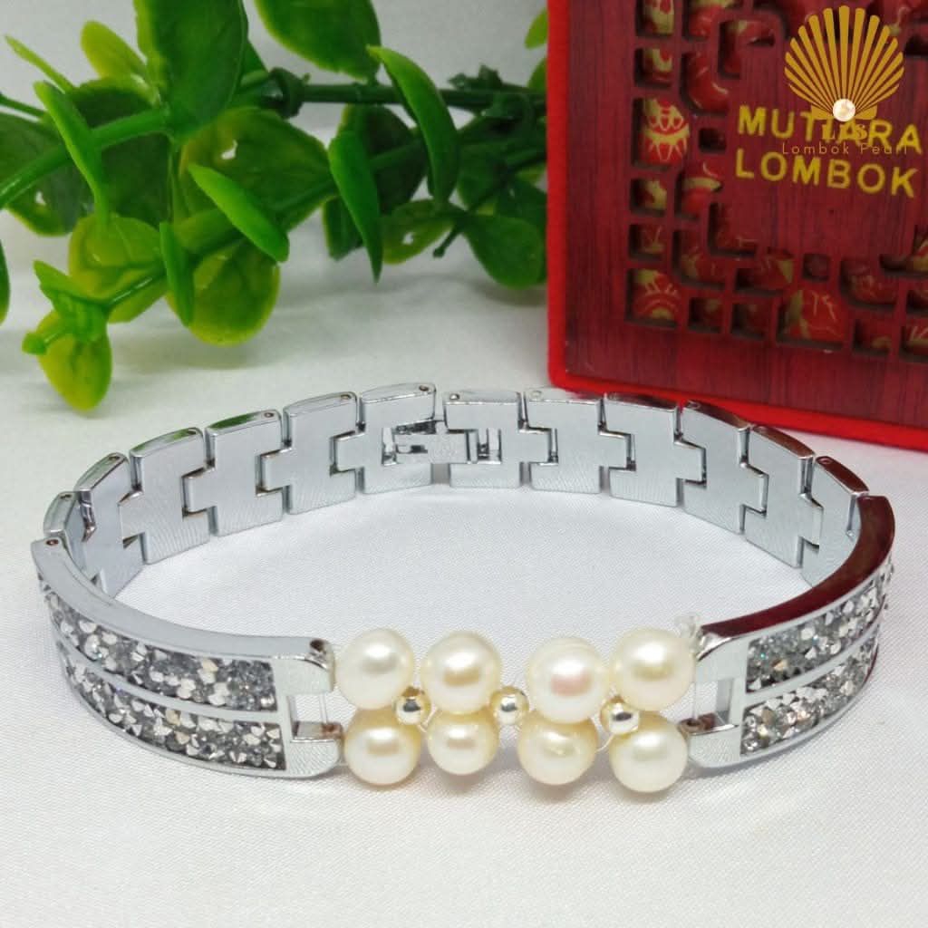 Gelang mutiara asli Lombok model jam